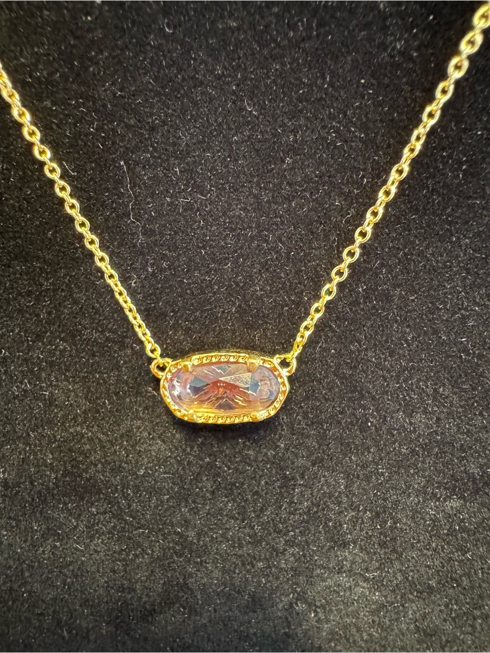 Our Missr Oval Pink Crystal Pendant Necklace in Gold Tone